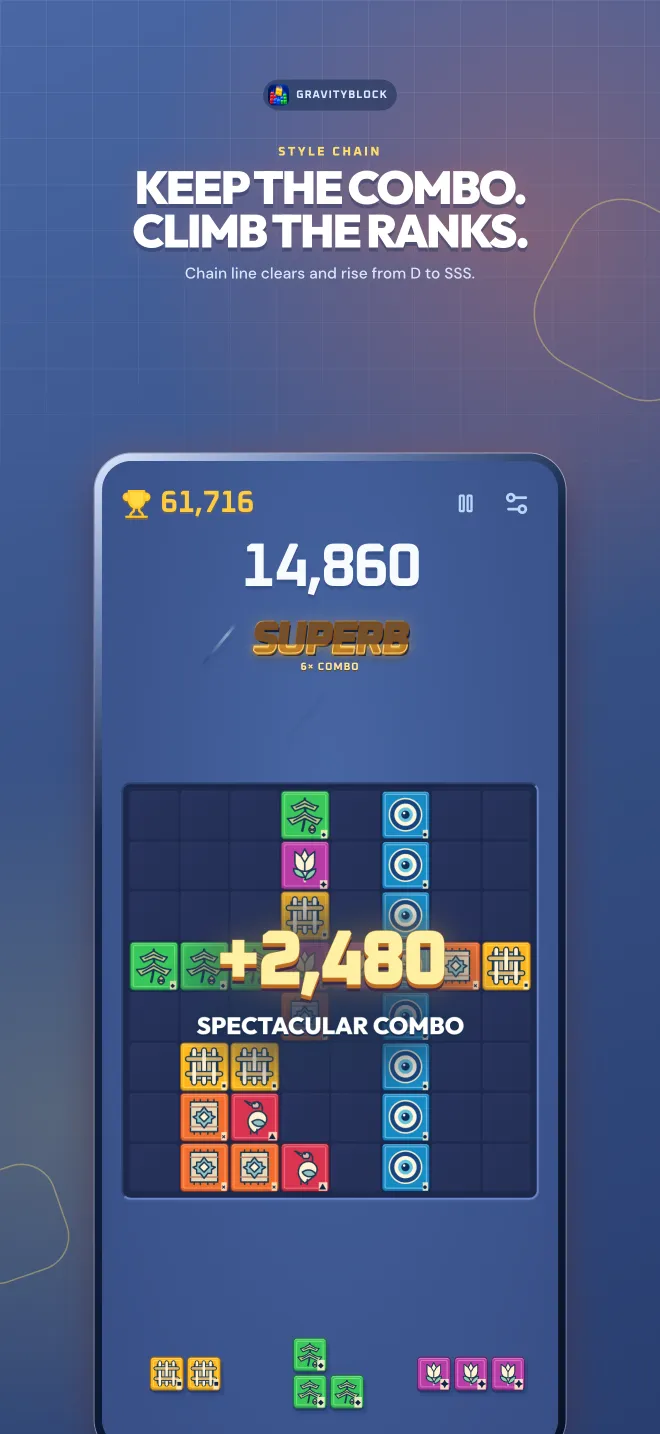 Combo and style rank in GravityBlock